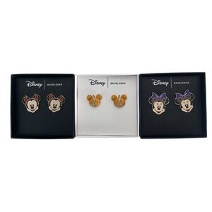 Disney Baublebar Mickey Minnie Mouse Halloween Pumpkin Earrings Set of 3 New